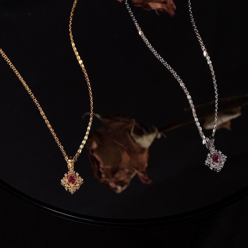 Ожерелье с геометрической подвеской в виде ключицы из серебра 925 пробы Banyan Tree с рубином в стиле ретро для женщин