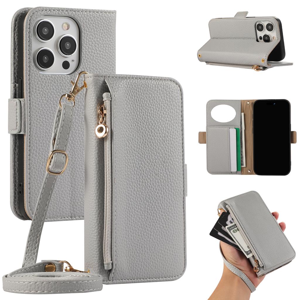 Crossbody Zipper Wallet with Card Holder Phone Case for IPhone 16 15 14 11 Pro Max XS X XR 7 8 Plus 13 12 Mini Se4 Leather Cover