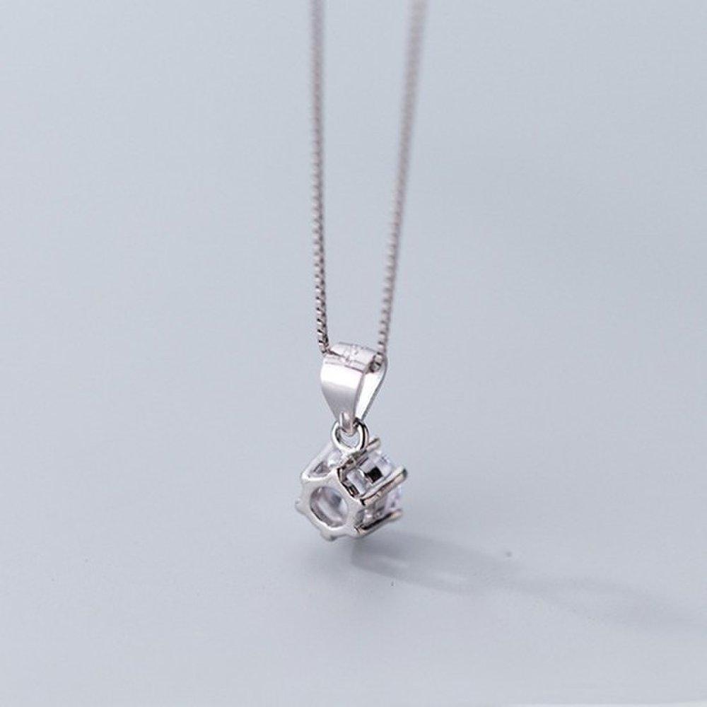 Hermosa:J N028 Silver 925 Silver Necklace Silver Necklace Cubic Zirconia Necklace Daily Necklace