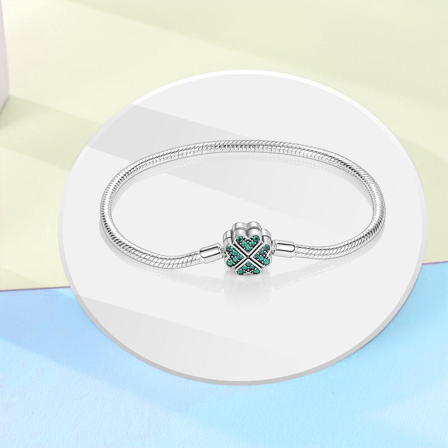 925 Silver Plated Woven Heart Snake Bone Bracelet - Fashionable DIY Beaded Handmade Design