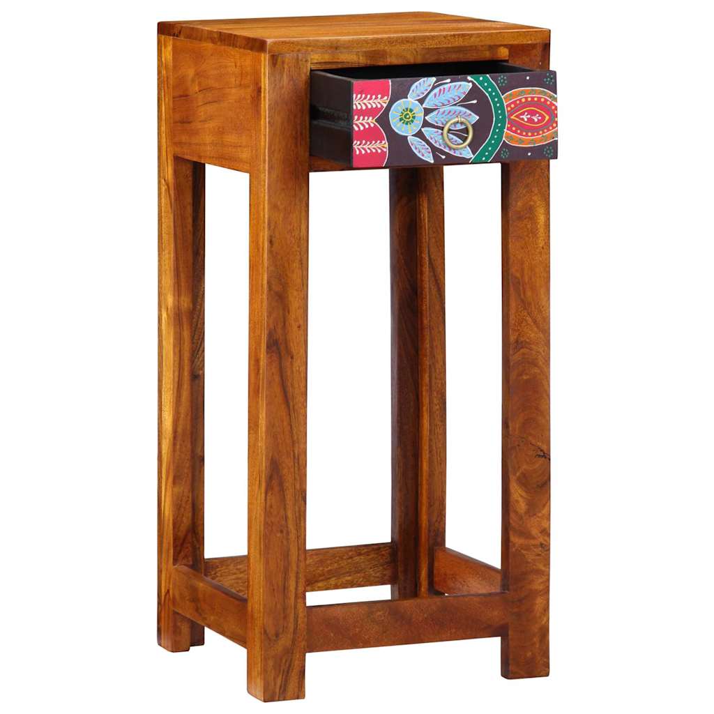 Floral Side Table with Drawers Brown 35 x 35 x 75 cm