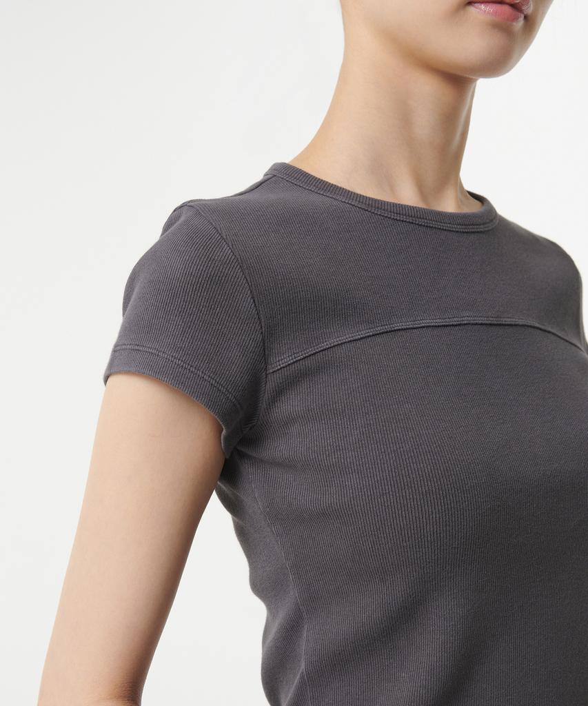 MUSINSA STANDARD WOMAN Women'S Ribbed Pigment Slim T-Shirt [Dark Grey]