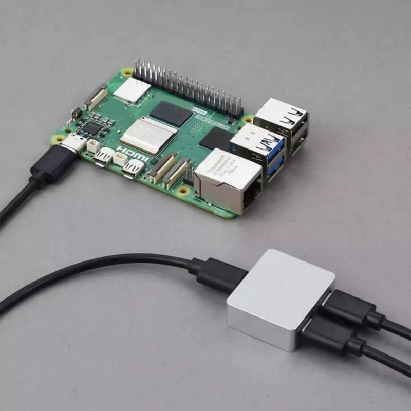 DC5V Power Supply USB C Power and Signal Splitter Aluminum Case Heat Dissipation for Raspberry Devices Support Audios