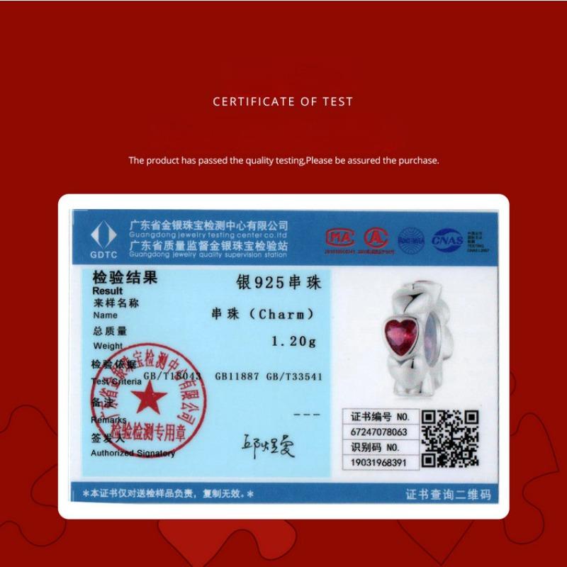 Love Splicing Diy Silicone Positioning Bracelet Beads, Fashionable And Versatile S925 Sterling Silver Heart-Shaped Beads