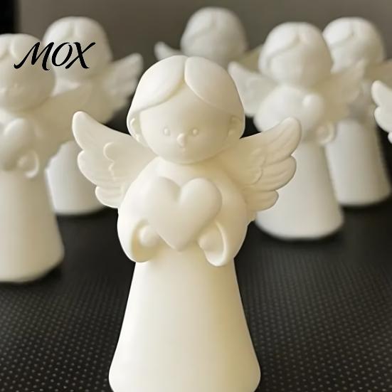 Tabletop Ornament for Photography 3D Printed Angel Heart Statue, White Resin Praying Figurine Unique Anniversary Gift Friends Living Room Bedroom,