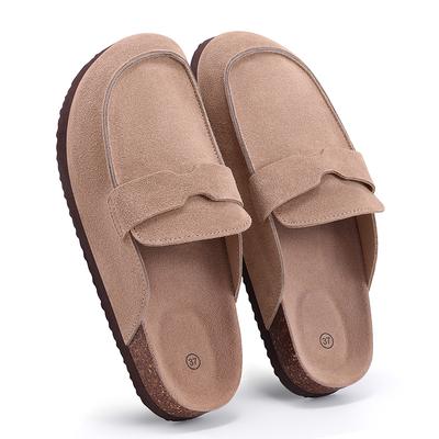 Модные женские тапочки Kidmi для дома и улицы, новые, на пробковой подошве, из натуральной коровьей замши, клоги, удобные пляжные тапочки, популярные тапочки-картошки