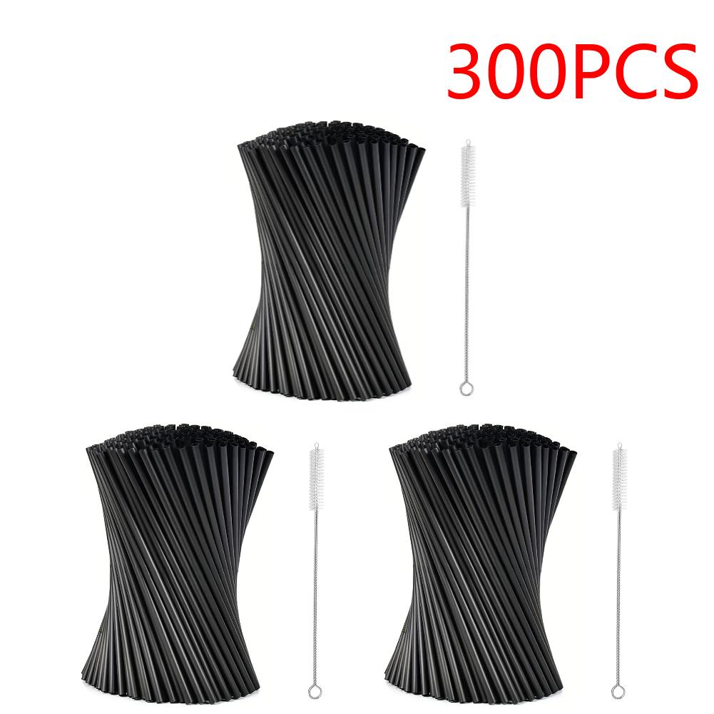Cocktail Straw with Straw Brush Beverage Drink Tube Flexible Plastic Straw Wedding Party Supplies
