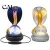 Office Table Decor Snake Shaped Desk Lamp, Resin LED Light with RGB Color USB Powered Night Lamp Changing, Faux Crystal Ball for Bedroom Gaming