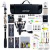 Goture Wuzhuangyuan Telescopic Single Fishing Rod Reel Telescopic Rod with Spinning 600D PVC Carrier Travel Fishing Rod Combo Starter Kit 2.7M +