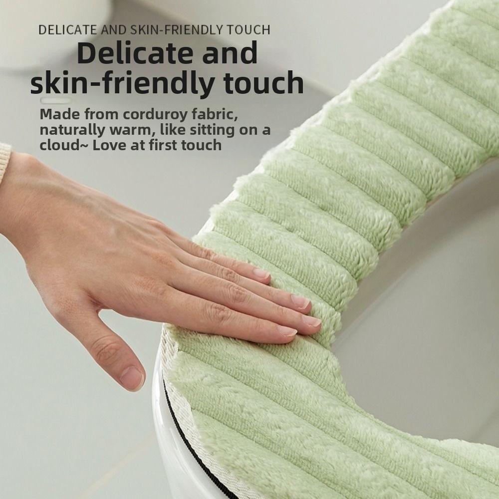 Double-sided Toilet Seat Cushion Stripe Plush Toilet Seat Pad Household Four Seasons