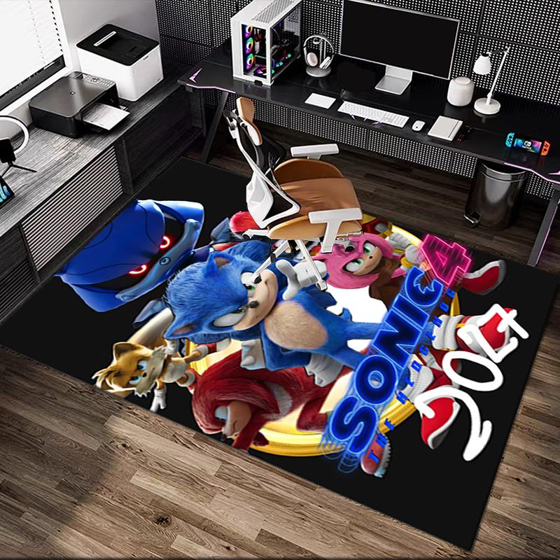 1pc Sonic the Hedgehog Carpet for Room Floor Mat, Comfortable Office Chair Printed Area Rug, Beautiful Hotel Rug