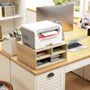 Wooden Look Desk Organizer With 3 Compartments Supplies Printer Stand Dim. 47L X 40W X 22.5H Cm