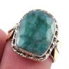 Emerald(Simulated) Handmade 925 Sterling Silver Jewelry Two Tone Ring S.6 Q0y00
