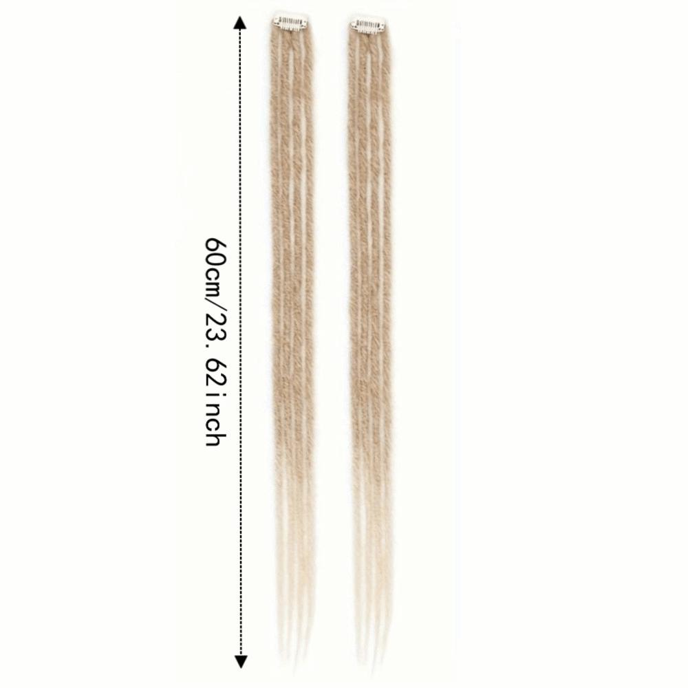 2Pcs 24 Inch Handmade Dreadlock Extensions Clip-in Hippie Dreads Hairpiece Suitable for All People