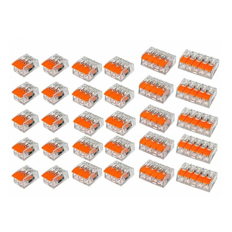 30Pcs Electrical Lever Wire Connectors Quick Splicing Terminals Fast Cable Splicing Connector Push-in Terminals Block