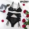Sexiest Bras Sets  Erotic Sexy Costumes Temptation Lace Underwear Underwire Bra & Brief Garters Set Sexy Lingerie