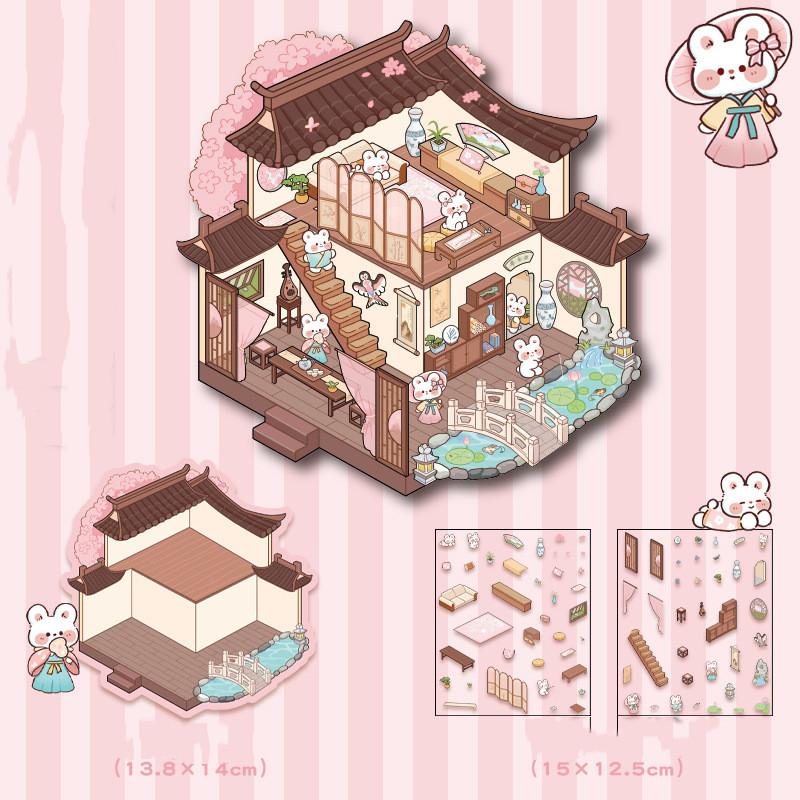 Сделай сам, ручная работа, милый мультяшный стикер, сладкая цветочная комната, библиотека, серия хлебобулочных изделий, наклейки для скрапбукинга, 3D-визуальные стековые наклейки