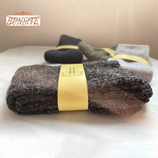 1 пара мужских зимних носков, толстый мягкий плюш, однотонный, защита лодыжки, средняя трубка, эластичные противоскользящие, термовязаные, противоскользящие носки для пола