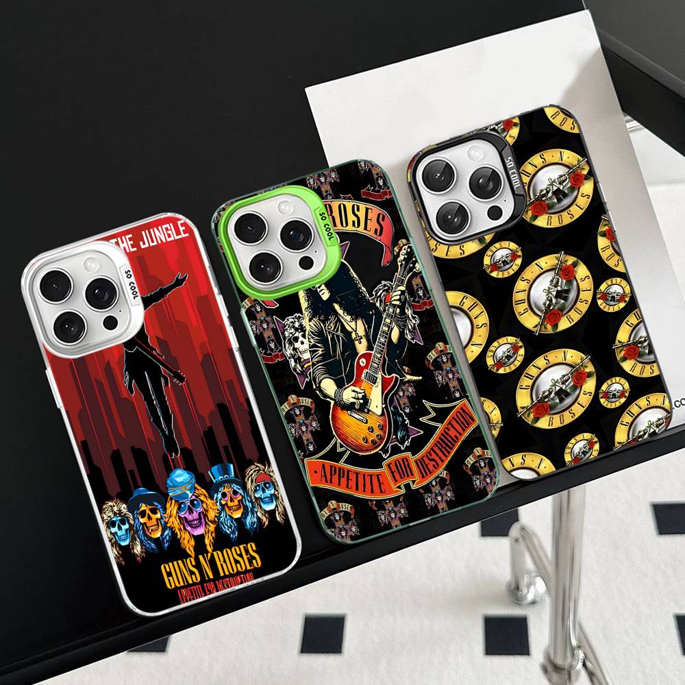 GUNS N ROSES Для iPhone 17 16 15 14 13 12 11 Pro Max Plus Матовый Цветной Задний Чехол для Телефона