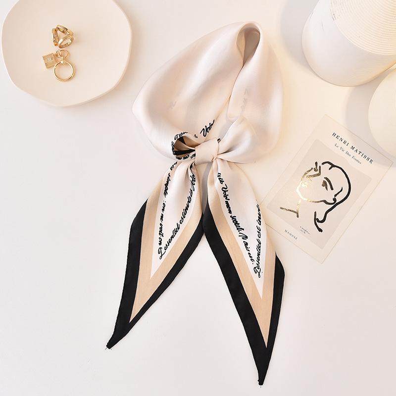 Spring new French literary and artistic simulation silk rhombus scarf imitation fragrant cloud yarn silk scarf women's French elegant small floating b