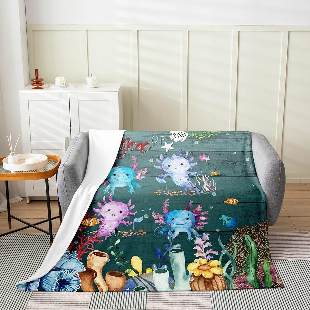 GUOYU Blanket Japanese Style Soft Warm BlanketRainbow Butterfly Throw BlanketCherry Blossoms Fleece BlanketInk Painting Style Fuzzy Blanket