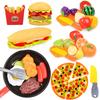 Kids Simulation Food Kitchen Toy Pretend Play Cooking Toys Cookware Pot Hamburger Hot Dog Fries Pizza Interactive Toys For Girls