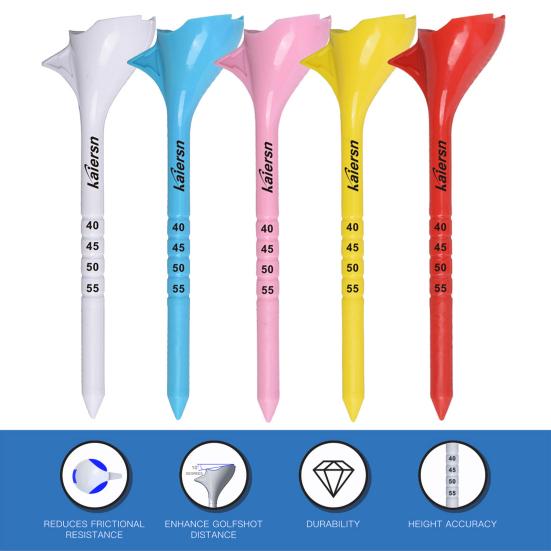 10 шт. пластиковые футболки для гольфа с наклонной вставкой 10 градусов. Красочные футболки уменьшают трение и увеличивают расстояние. Сервировочные штифты. Держатель мяча для гольфа.