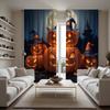 2pcs HD Moonlit Jack-o '-lantern Ghost Curtain Black Tie Digital Printed Curtain Home Decoration Style Decoration Living Room