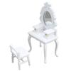 1:12 Dollhouse Miniature Wooden Makeup Dressing Table With Stool Dressing Cabinet Storage Cabinet Dolls Bedroom Bathroom Furniture Decor