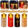 Resuable Christian Cross Candles Waterproof Realistic Flame Candles  Church Use