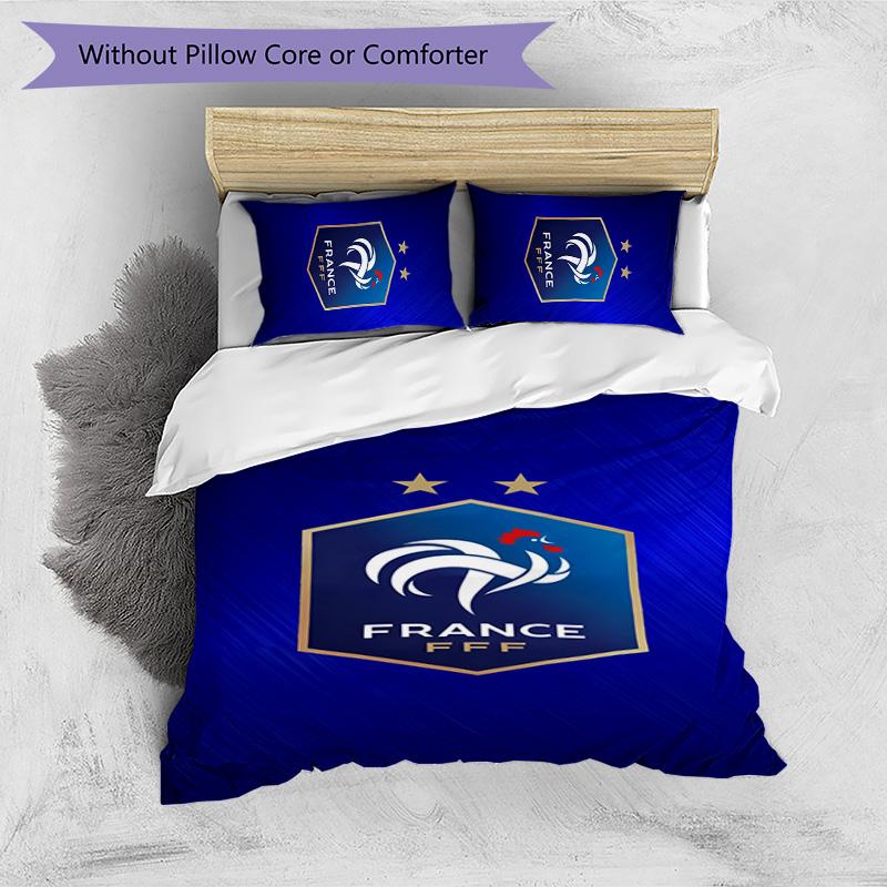 France national football team Pattern Printed 3PCS Bedding Set Soft Skin-Friendly Washable Duvet Cover & Pillowcases Set All Season Bedroom