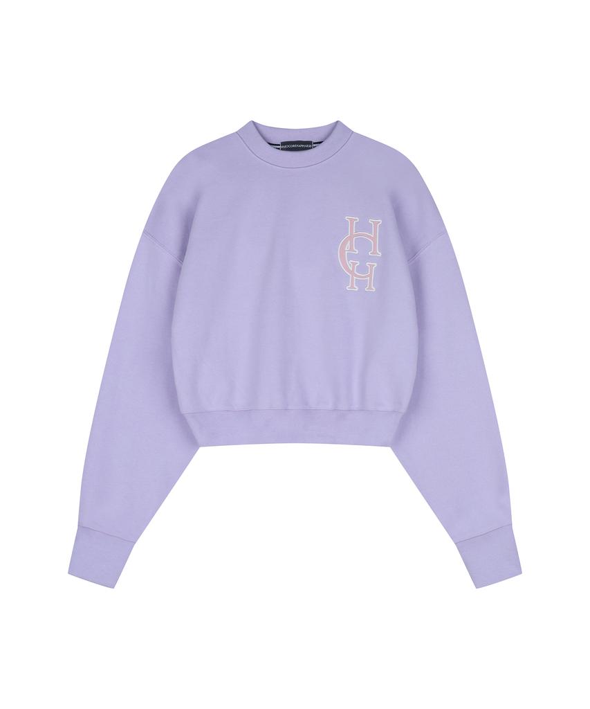HARDCORE HAPPINESS Logo Crop Sweatshirt Light Purple