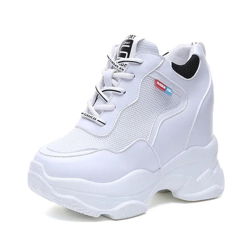 Мода 11 см Белая трендовая обувь Женские кроссовки с высоким верхом Женские ботильоны на платформе Basket Femme Chaussures Femmes Обувь для увеличения роста