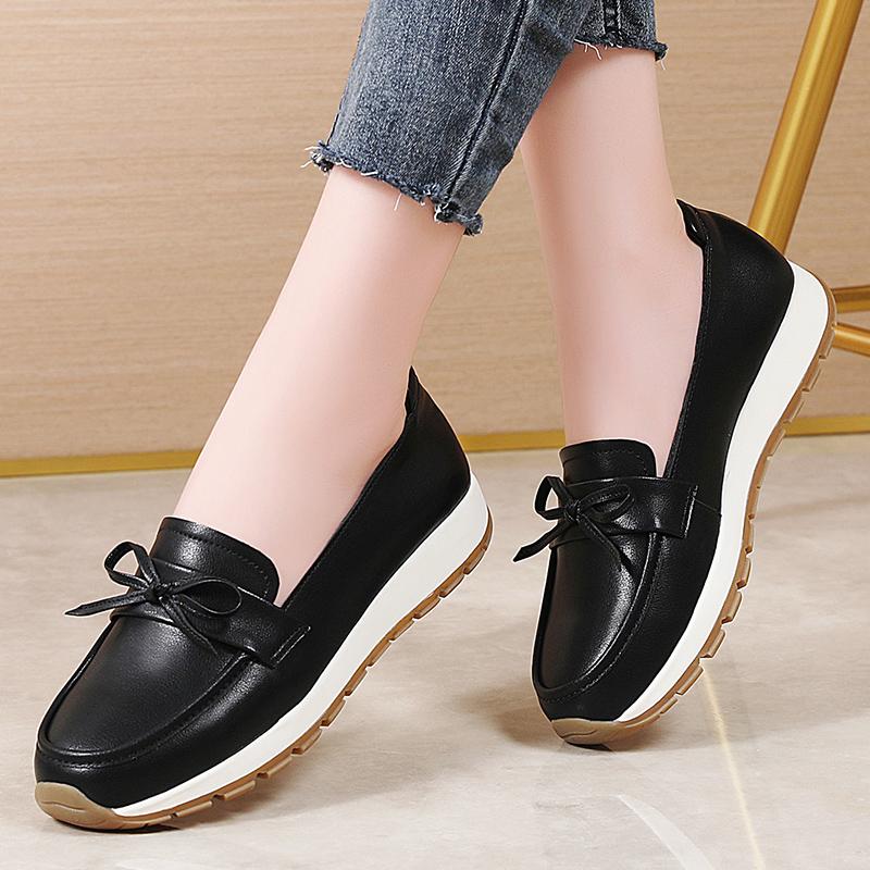 Модные новые женские туфли большого размера из 100% коровьей кожи, модные повседневные удобные спортивные нескользящие туфли из высококачественной кожи
