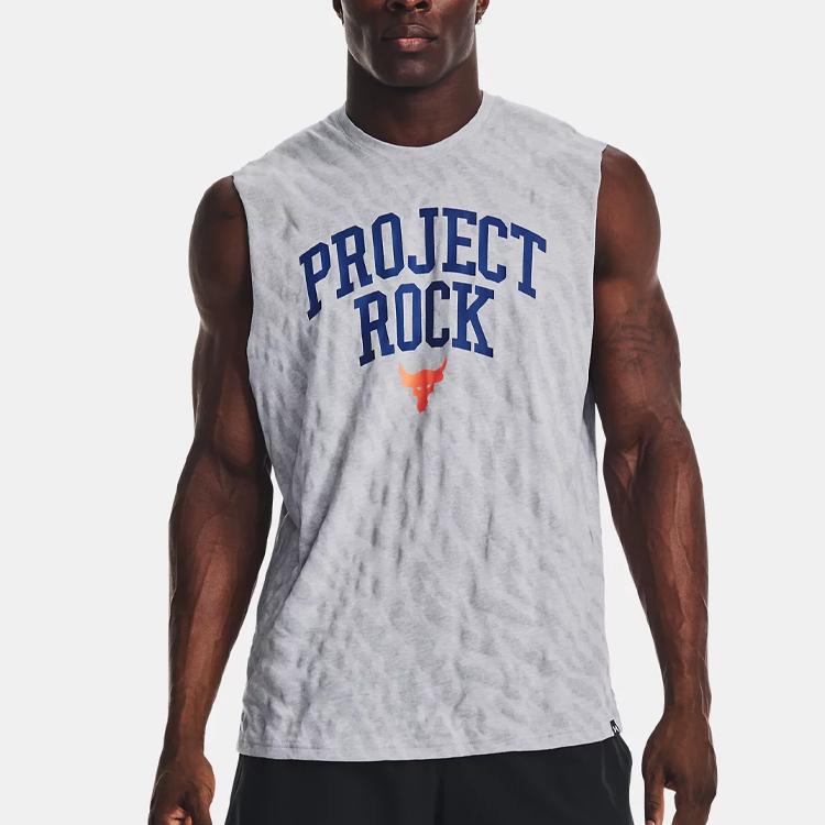 Under Armour Жилет для тренировок Project Rock Print, мужские топы, светло-современный серый 1379019-011