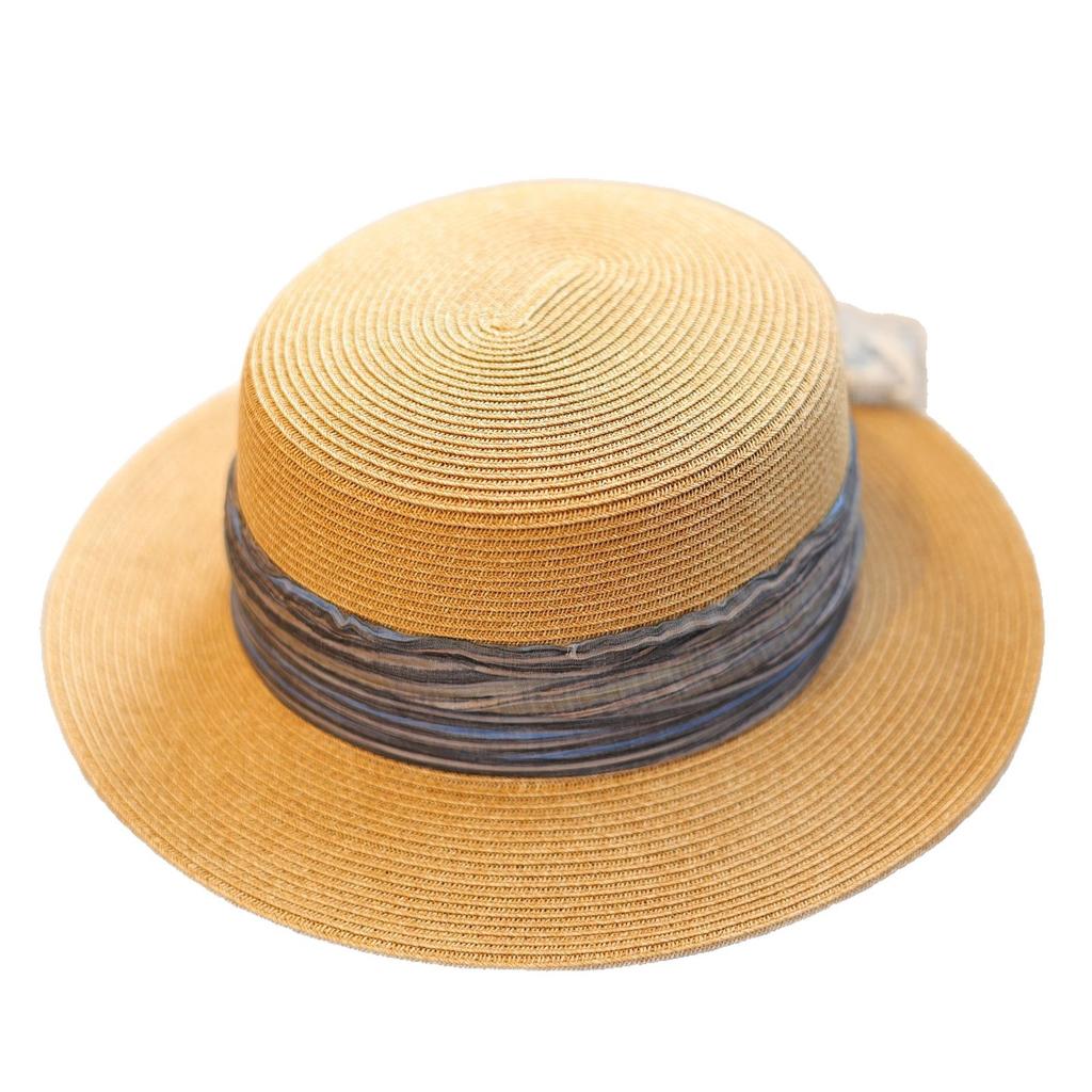 Small fresh literary and artistic gradual change smudged webbing flat top hat spring and summer vacation seaside sunscreen straw top hat women