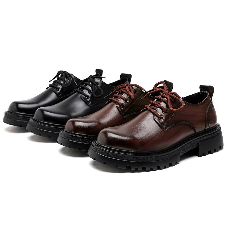 Кожаные туфли мужские повседневные деловые туфли черные свадебные туфли в британском стиле на платформе туфли дерби высокого класса 6373-R