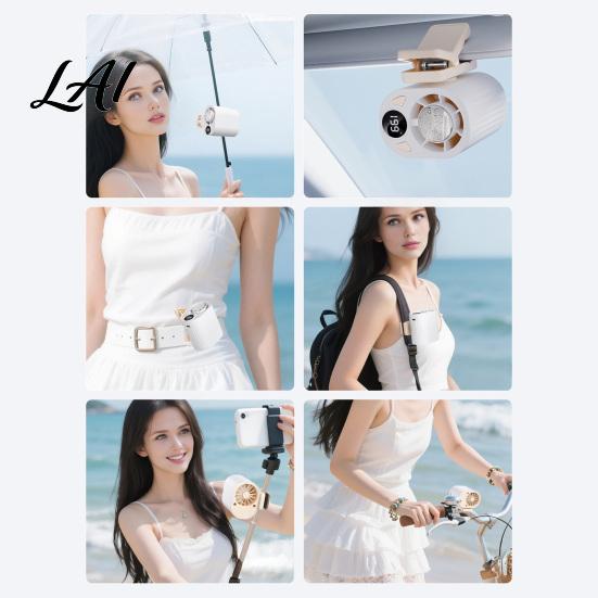 Lightweight Fan Portable Clip-on Fan LED Display USB Rechargeable 3 Speed Quiet Adjustable Personal Cooling for Car Work Travel Outdoor