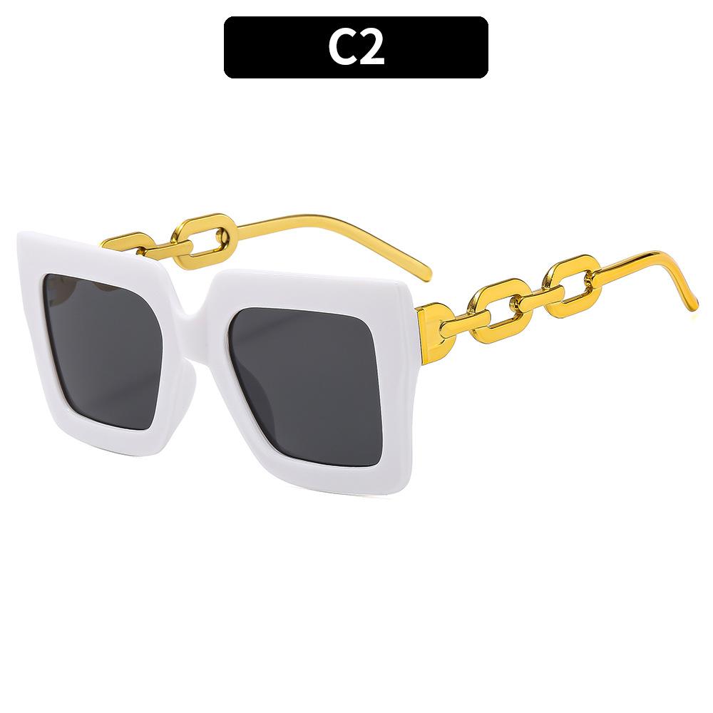 Новые модные женские солнцезащитные очки с большой оправой, солнцезащитные очки с дужками-цепочками, солнцезащитные очки премиум-класса