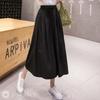 Брюки Gaucho Elastic Cropped High Plain Easy Care Long Leg Cotton Stomach Has Elastic Trendy Black [J-Scott], женские, Wide, Талия, Длина, Талия,