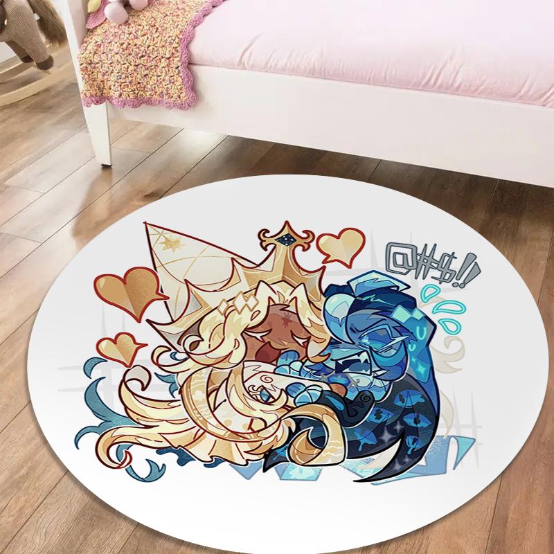 Cookie Run Kingdom Round Area Rug,Carpet Rug for Living Room Bedroom Sofa Playroom Decor,Non-slip Floor Mat19