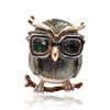 Cute Green Eyes Owl Brooch Wear Glasses Fashion Enamel Pin Animal Brooch