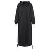 Hoodies Dress for Women Fashion Hooded Long Dress Winter Warm Casual Loose Sweatshirt Dress Hem Lace-up Midi Robe