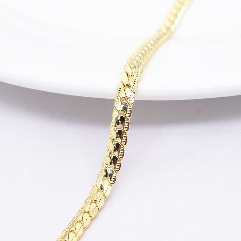 8-дюймовый браслет цвета желтого золота 5 мм, боковой браслет-цепочка для женщин и мужчин, модные свадебные украшения для помолвки Hb199