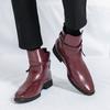 Новый бренд в британском стиле Мужские ботинки с пряжкой Удобные ботинки на высоком голенище с острым носком Осенняя мода Универсальные мужские классические деловые короткие ботинки