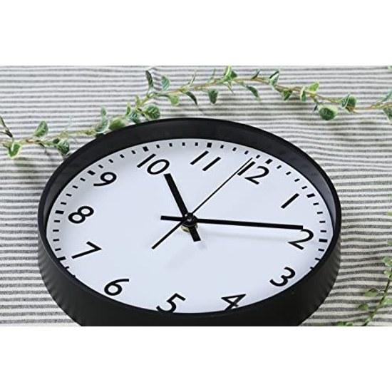 Fujiboeki wall clock width 25depth 4height 25cm black silent type continuous second hand simple 37858 compact