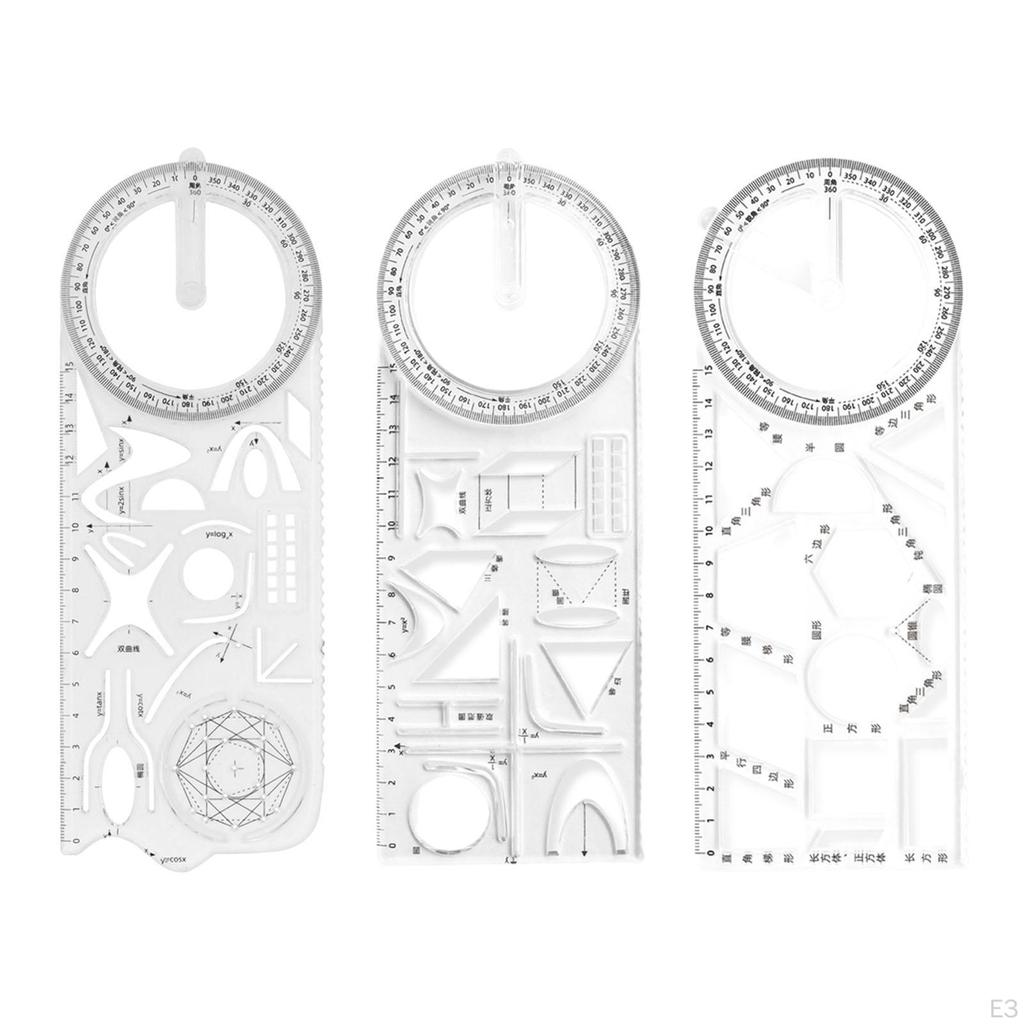 Geometric Ruler Drawing Template Measuring Plastic Draft Rulers for School