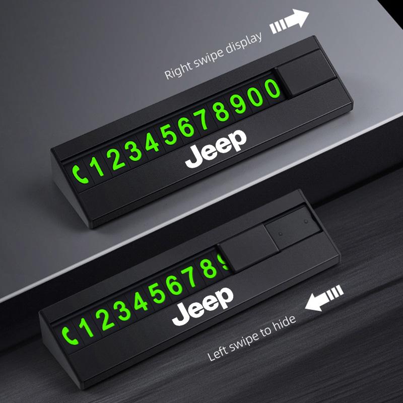 Car Temporary Parking Card Magnetic Phone Number Plate For Jeep Grand Cherokee Wrangler JK Gladiator Compass Renegade Wagoneer