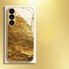Позолоченный чехол для телефона из закаленного стекла, совместим с Galaxy S26, S25, S24, S23 и S22 Ultra Plus. Золотой текстурный узор.