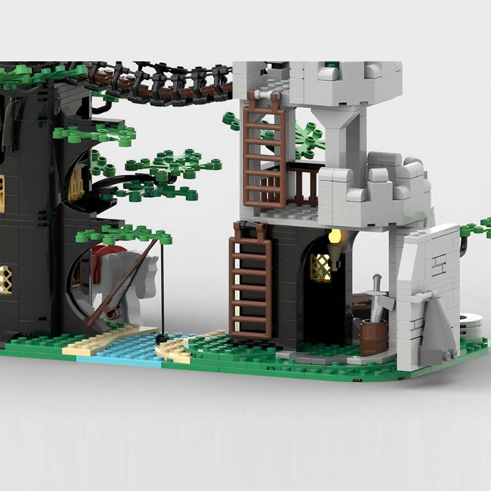 Новый MOC Модель Средневекового Замка Строительные Блоки Лесной Перекресток Модульная Технология Подарок Мальчику Сборка Детский Набор Игрушек 564 ШТ.